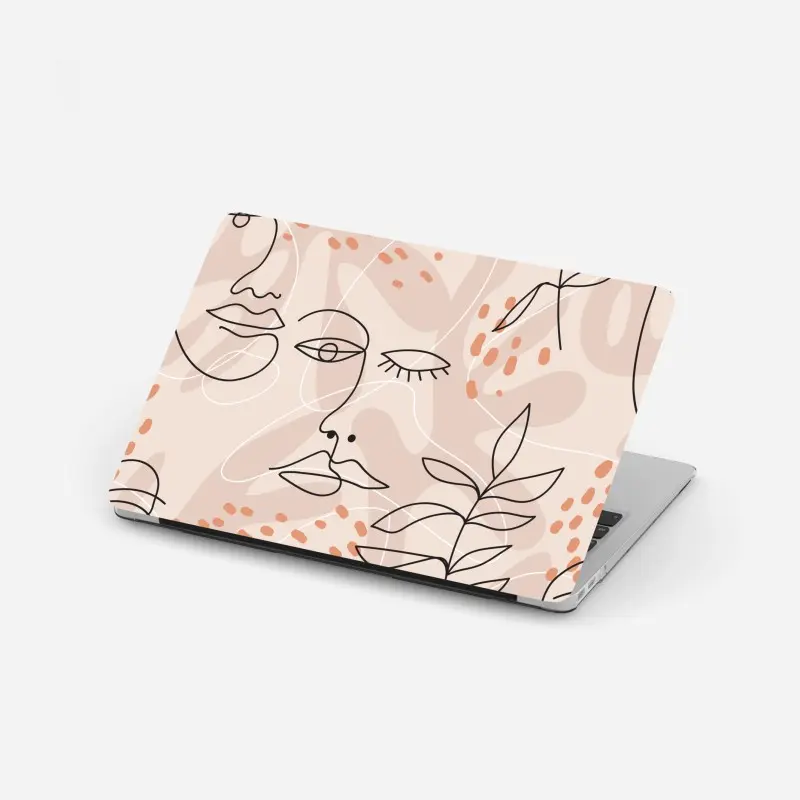 Laptop-Aufkleber pastell linienzeichnungen gesichter
