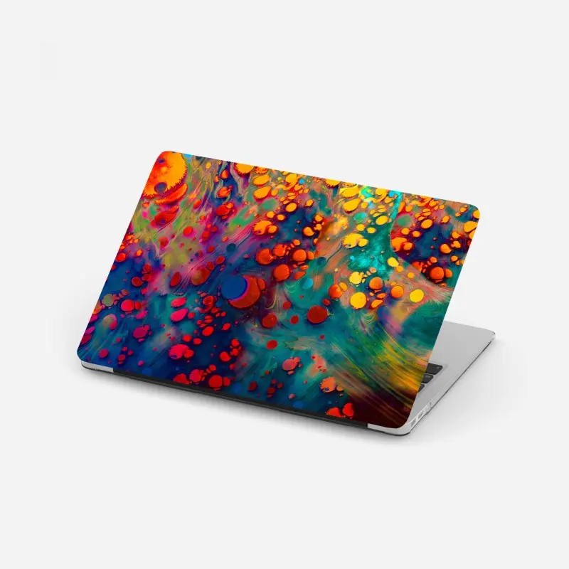 Laptop-Aufkleber lebendige türkis-orange marmorierte kunst
