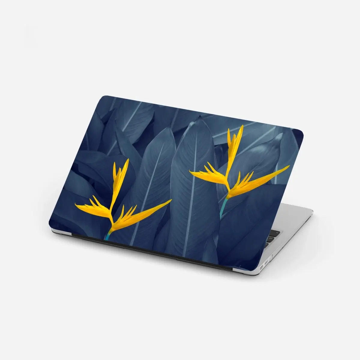 Laptop-Aufkleber gelbe strelitzie auf blauen blättern – Pixers®
