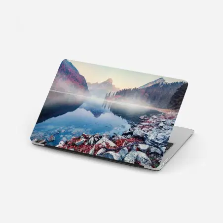 Laptop-Aufkleber nebliger herbstmorgen am Obersee, Schweizer Alpen – Pixers®