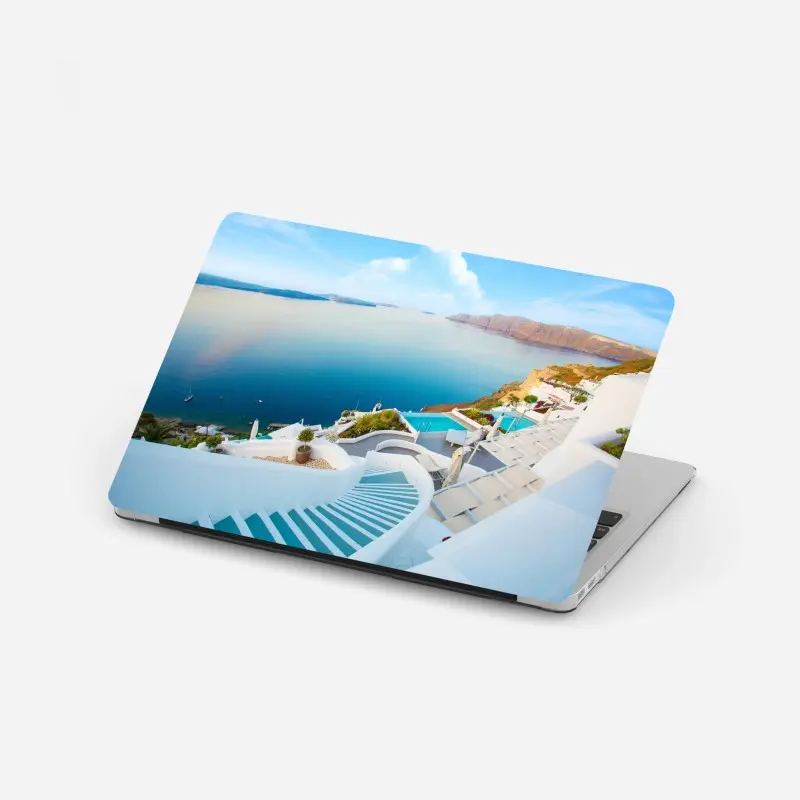 Laptop-Aufkleber Santorini meerblick terrasse