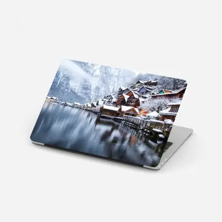 Laptop-Aufkleber verschneites Hallstatt am see – Pixers®