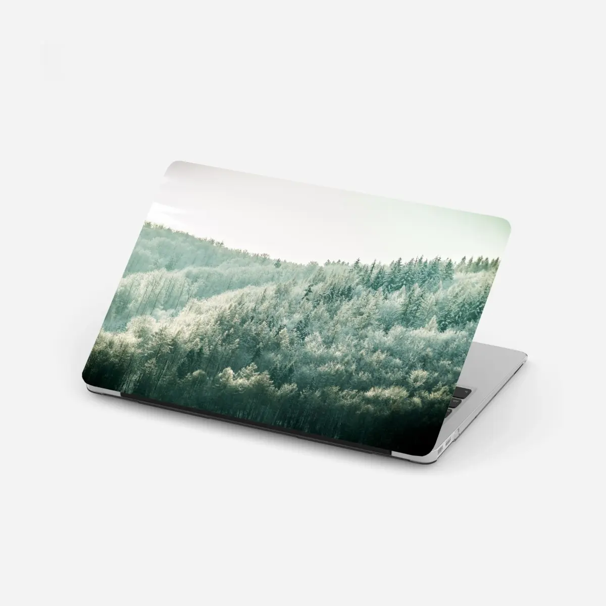 Laptop-Aufkleber nebliger reifbedeckter wald – Pixers®