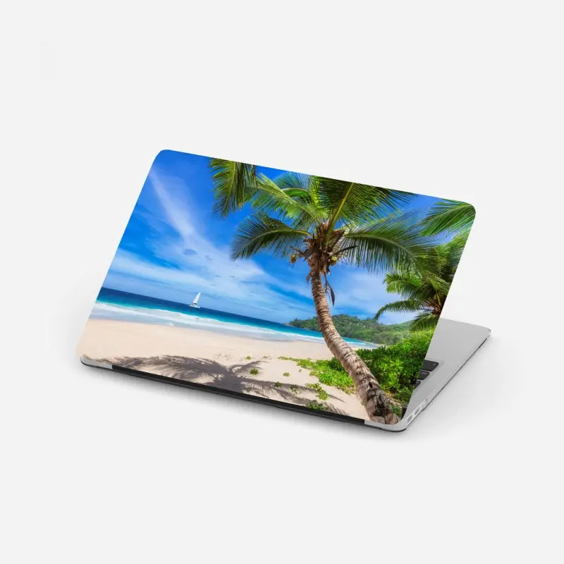 Laptop-Aufkleber tropischer strand mit palme