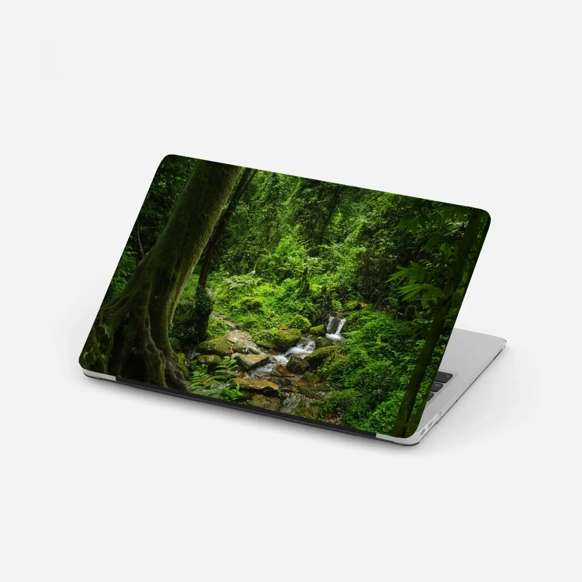 Laptop-Aufkleber üppiger grüner waldwasserfall – Pixers®