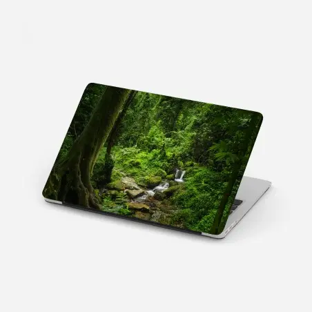 Laptop-Aufkleber üppiger grüner waldwasserfall – Pixers®