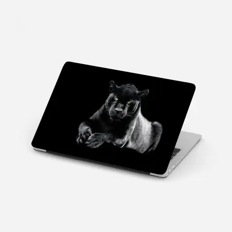 Laptop-Aufkleber porträt eines schwarzen panthers vor schwarzem hintergrund – Pixers®