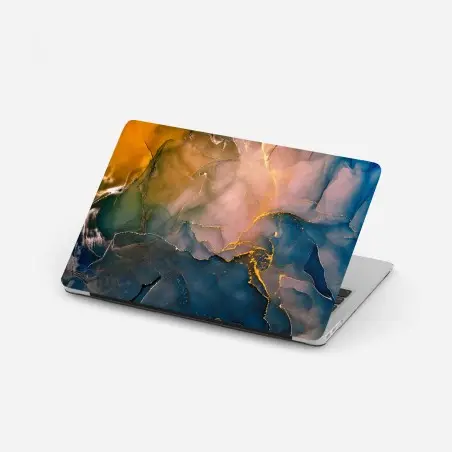 Laptop-Aufkleber blaues und goldenes abstraktes marmormotiv – Pixers®