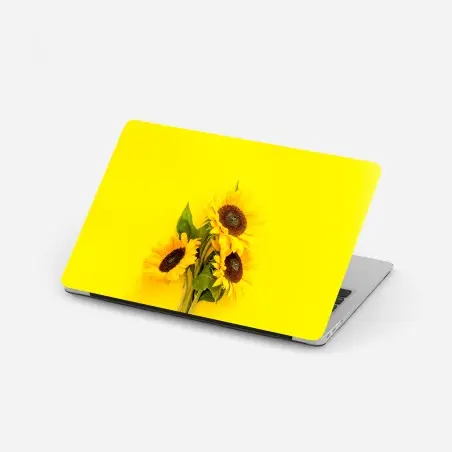 Laptop-Aufkleber leuchtender sonnenblumenstrauß auf gelbem hintergrund – Pixers®