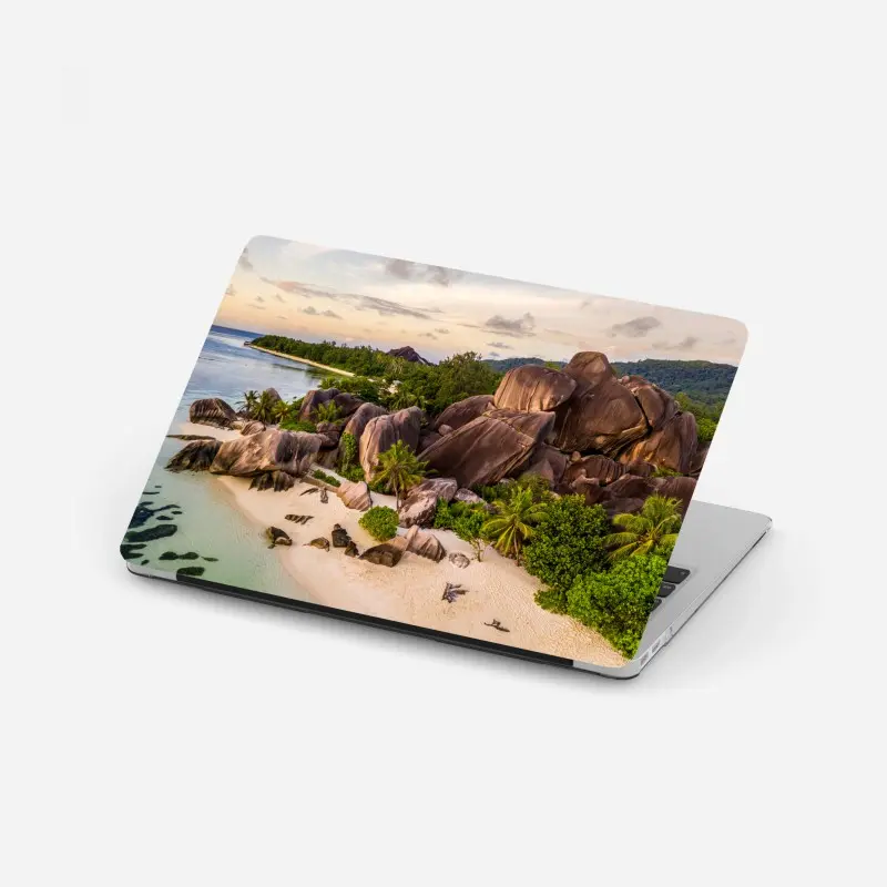 Laptop-Aufkleber Anse d'Argent tropischer granitstrand
