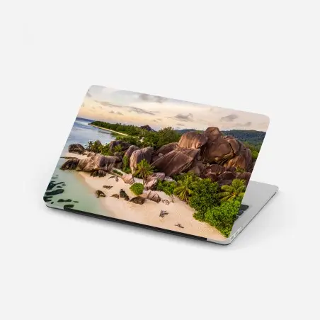 Laptop-Aufkleber Anse d'Argent tropischer granitstrand – Pixers®