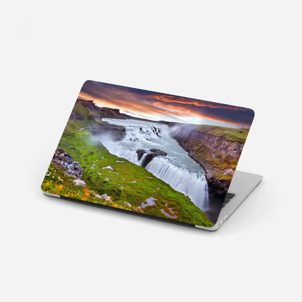 Laptop-Aufkleber panoramablick auf den wasserfall Gullfoss – Pixers®