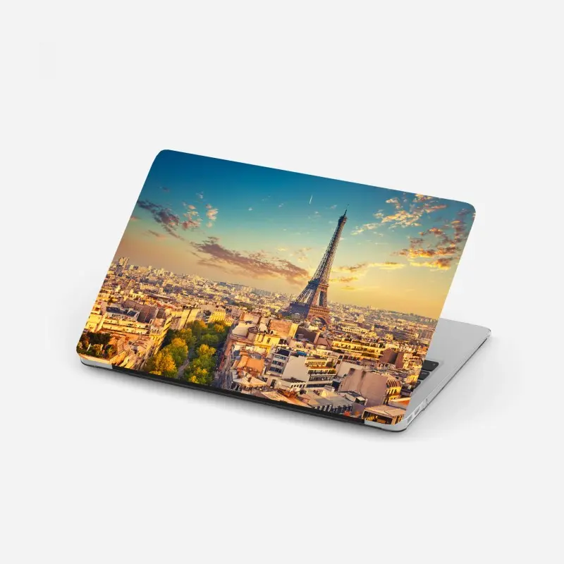 Laptop-Aufkleber sonnenuntergang über Paris skyline mit eiffelturm