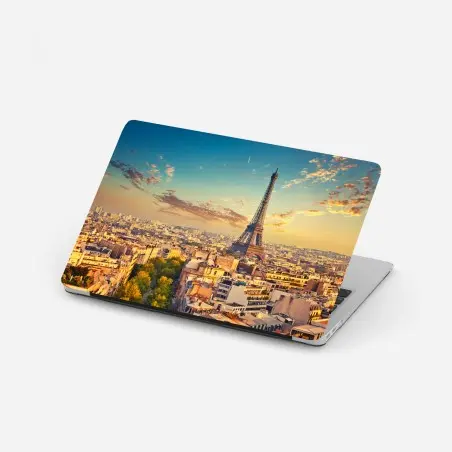 Laptop-Aufkleber sonnenuntergang über Paris skyline mit eiffelturm – Pixers®