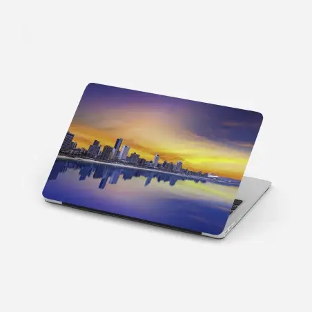 Laptop-Aufkleber Durban dämmerung skyline am strand – Pixers®