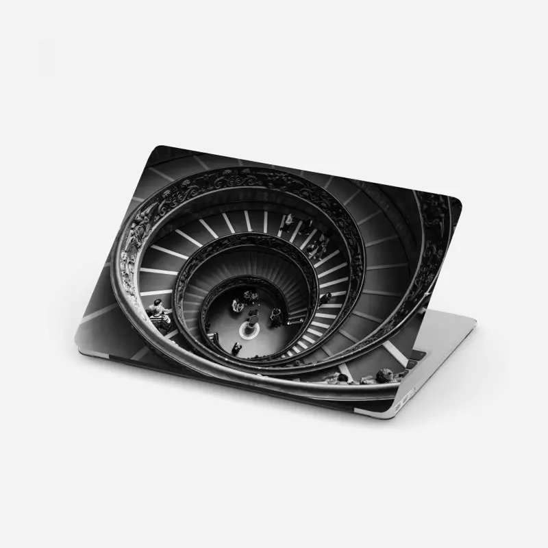 Laptop-Aufkleber dramatische spiraltreppe in monochrom