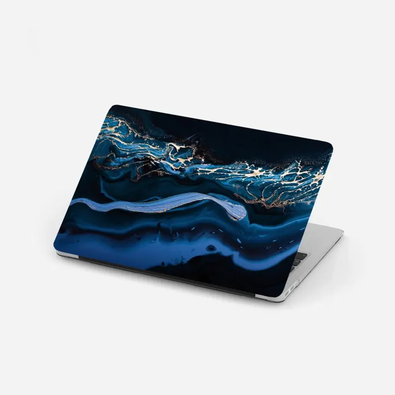 Laptop-Aufkleber marineblaue und goldene abstraktion