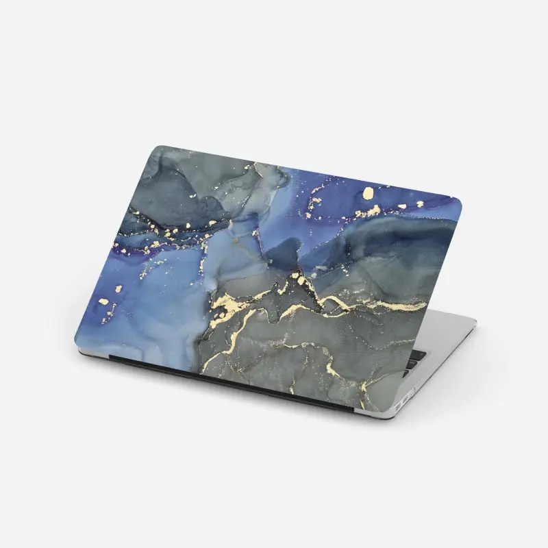 Laptop-Aufkleber luxuriöse blau-goldene abstraktion