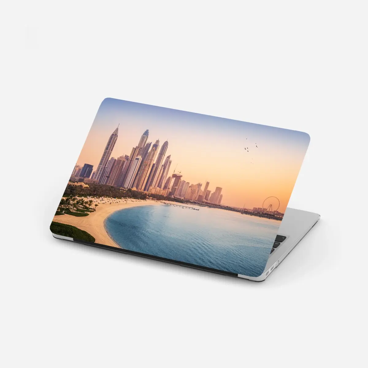 Laptop-Aufkleber Dubai skyline bei sonnenuntergang – Pixers®