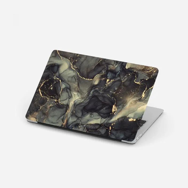 Laptop-Aufkleber luxuriöse abstrakte alkoholtinten-kunst mit goldenen adern