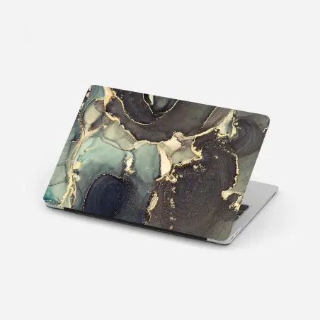 Laptop-Aufkleber türkis und gold abstrakte fließmalerei – Pixers®
