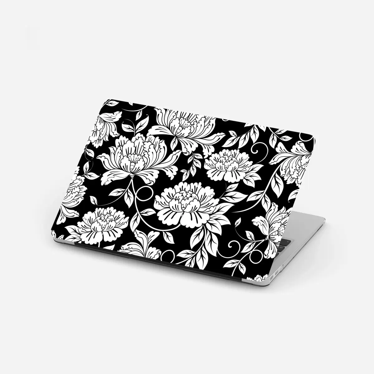 Laptop-Aufkleber monochromes blumenmuster – Pixers®