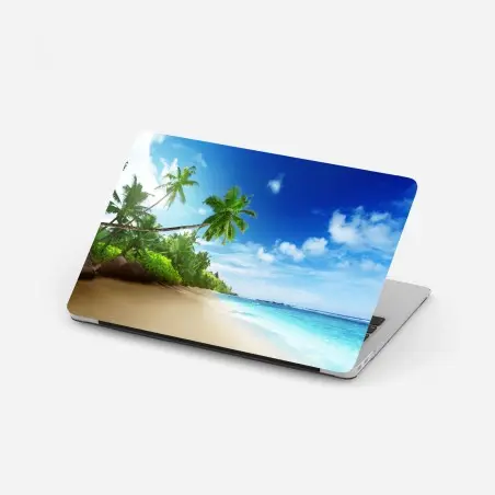Laptop-Aufkleber sonnenuntergang am strand von Mahe, Seychellen – Pixers®