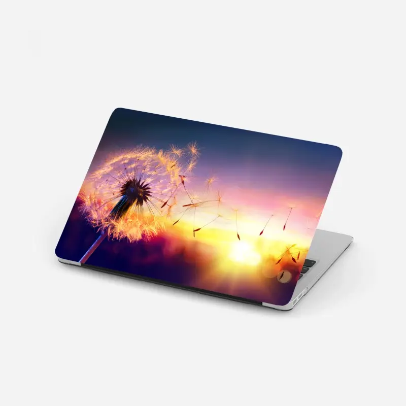 Laptop-Aufkleber goldener löwenzahn bei sonnenuntergang