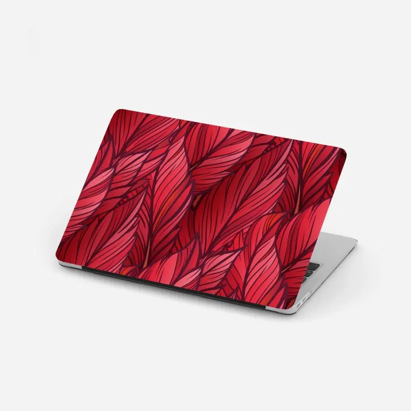 Laptop-Aufkleber rotes botanisches blättermuster