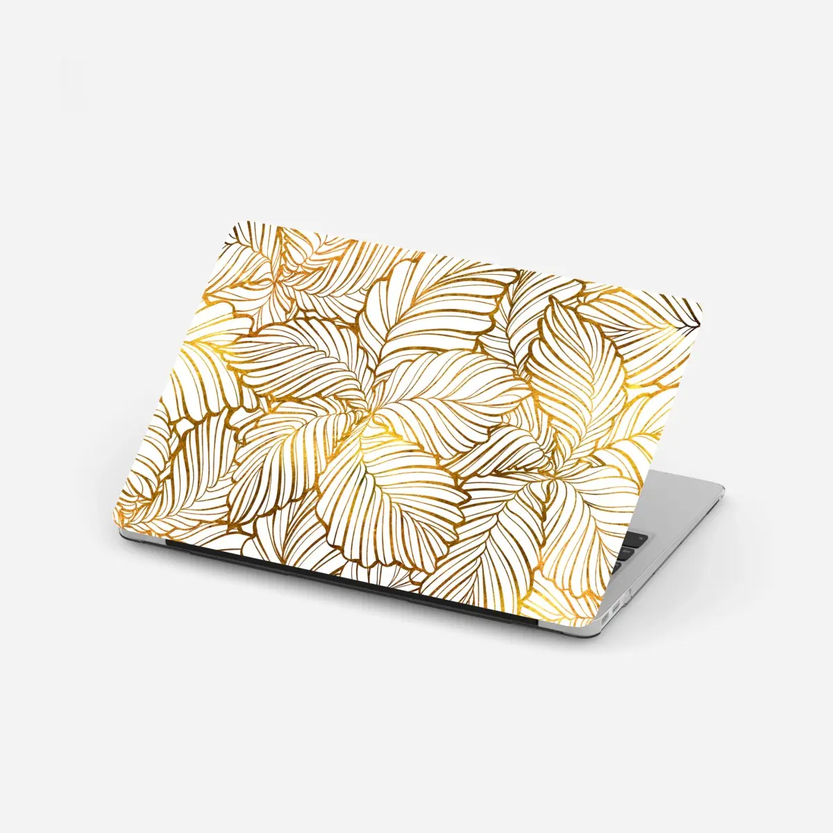 Laptop-Aufkleber goldenes blatt line art muster – Pixers®