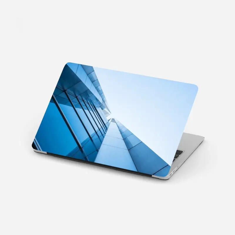 Laptop-Aufkleber moderne blaue glasfassade
