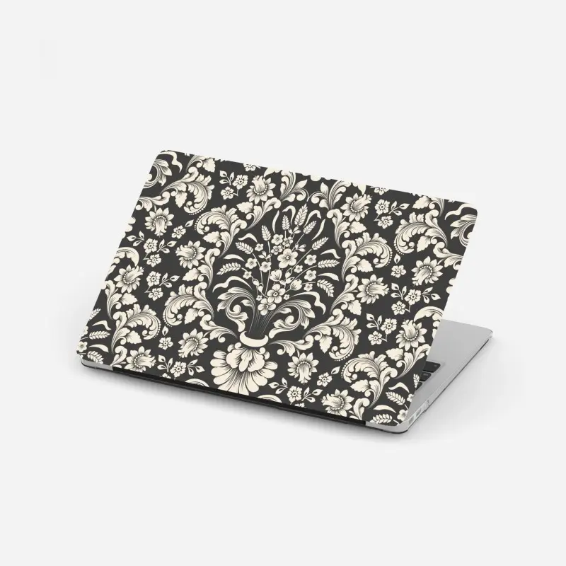 Laptop-Aufkleber vintage blumiges damastmuster