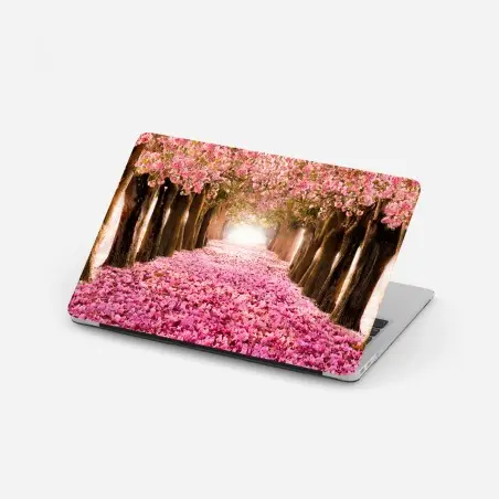 Laptop-Aufkleber rosa blütenallee unter kirschbäumen – Pixers®