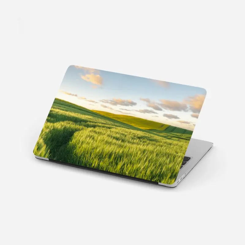 Laptop-Aufkleber ruhige grüne wiesen panorama