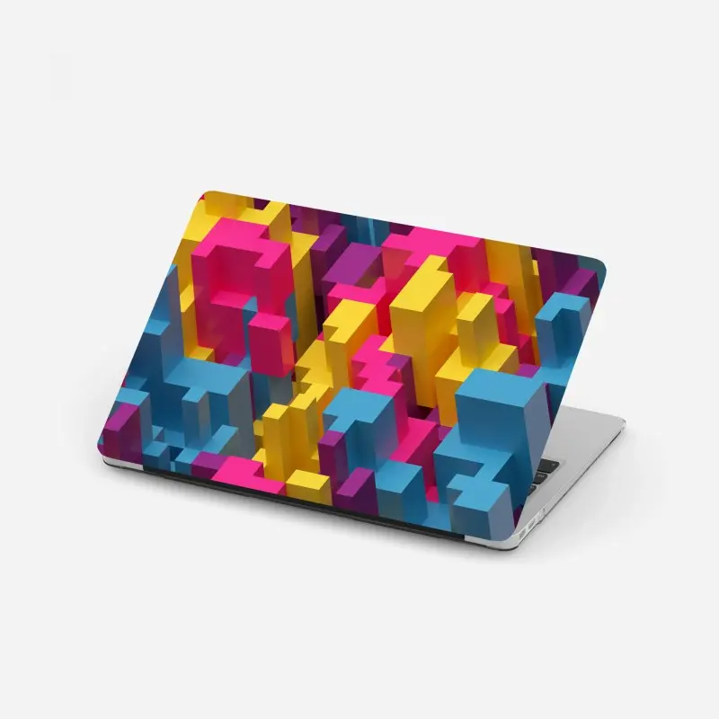Laptop-Aufkleber buntes 3d-voxel-muster