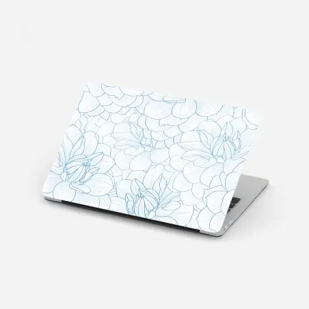Laptop-Aufkleber zartes blaues blumenmuster – Pixers®