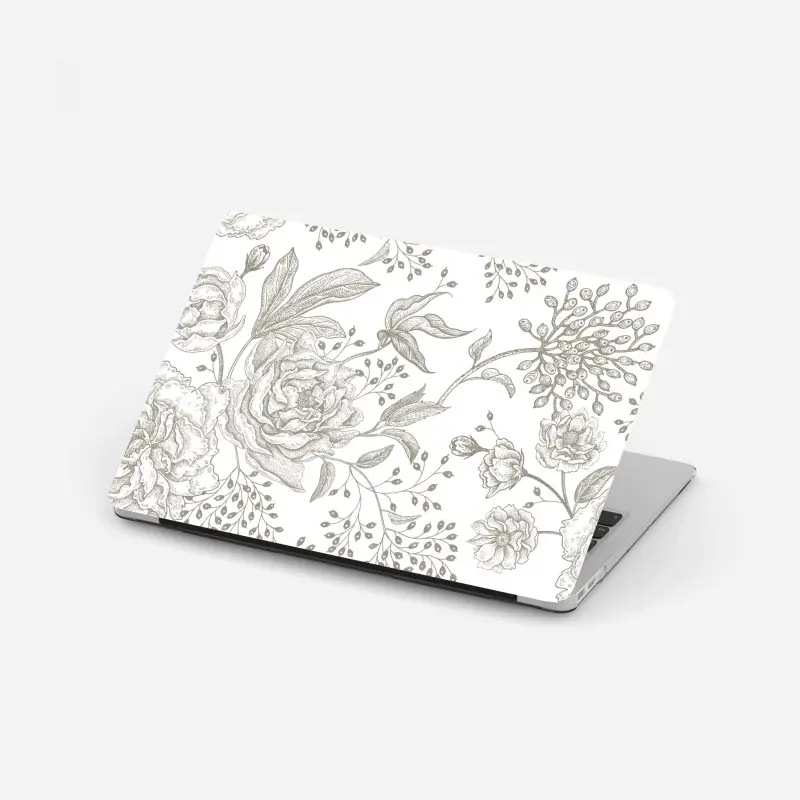 Laptop-Aufkleber zartes botanisches blumenmuster im vintage-stil