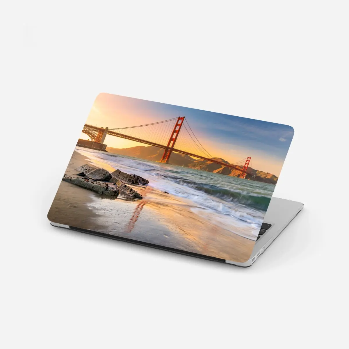 Laptop-Aufkleber sonnenuntergang an der Golden Gate Bridge – Pixers®