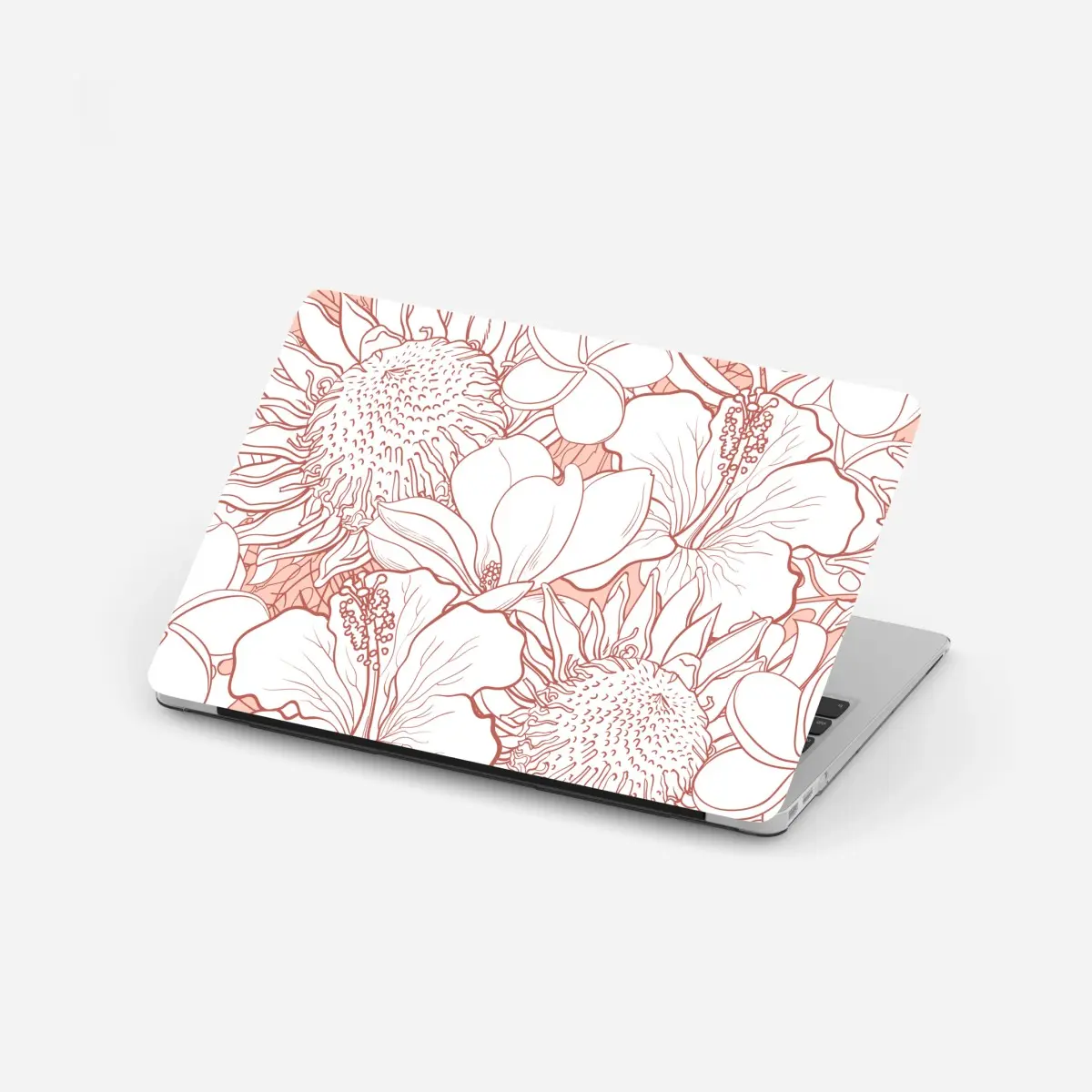 Laptop-Aufkleber zartes korallenfarbenes blumenmuster – Pixers®