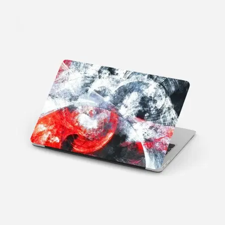 Laptop-Aufkleber dynamische rote und weiße abstrakte komposition – Pixers®