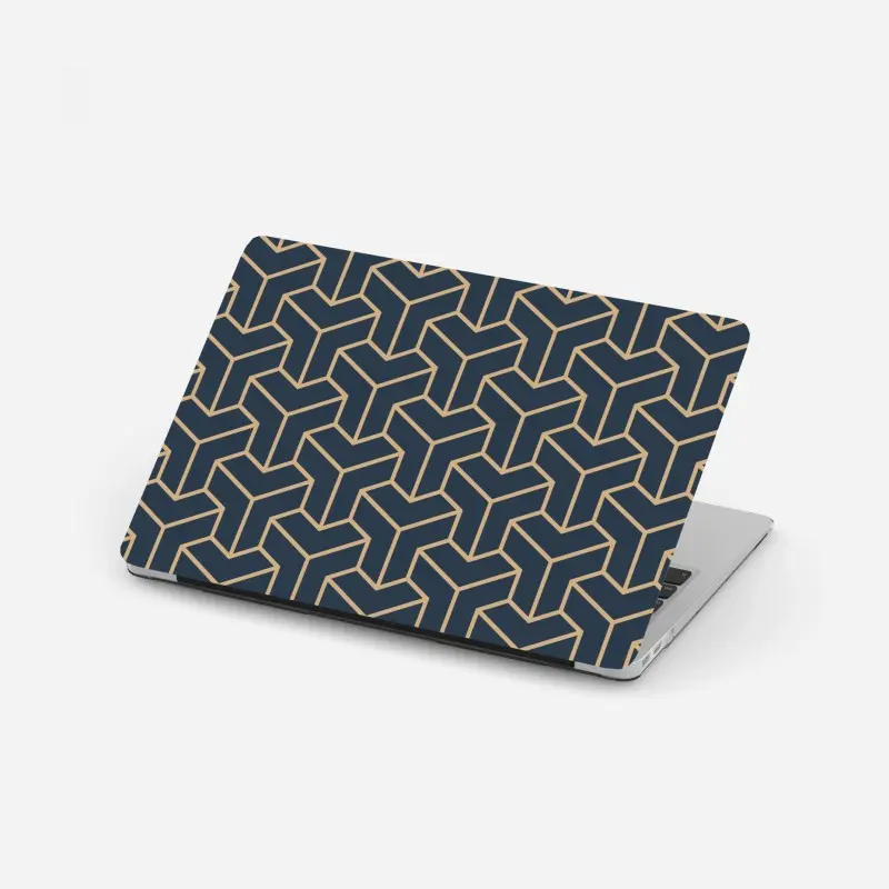 Laptop-Aufkleber marineblaues geometrisches würfelmuster
