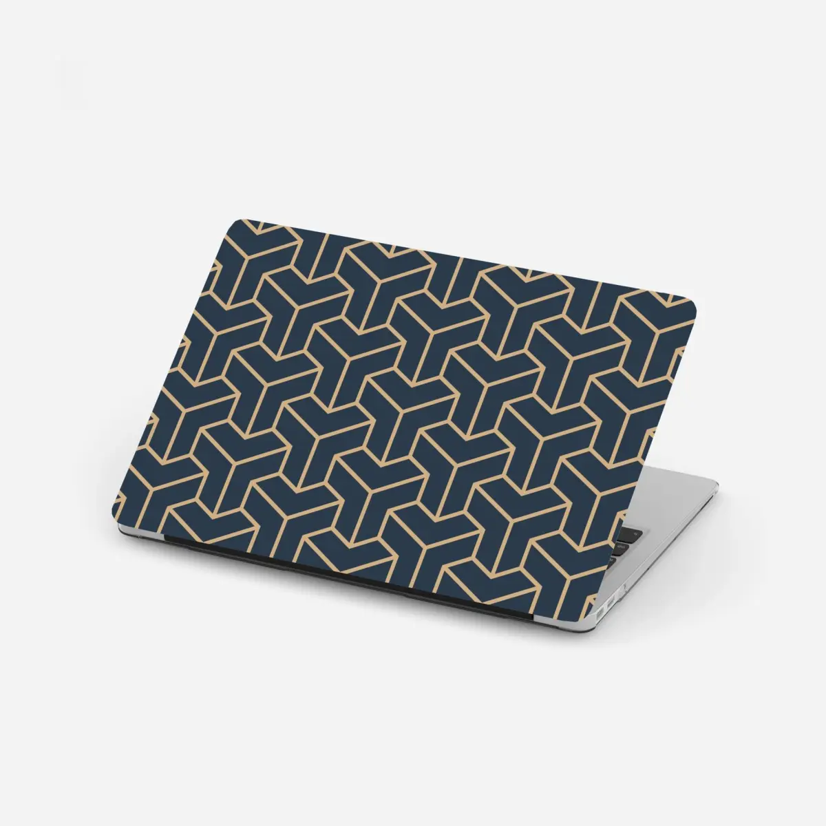 Laptop-Aufkleber marineblaues geometrisches würfelmuster – Pixers®