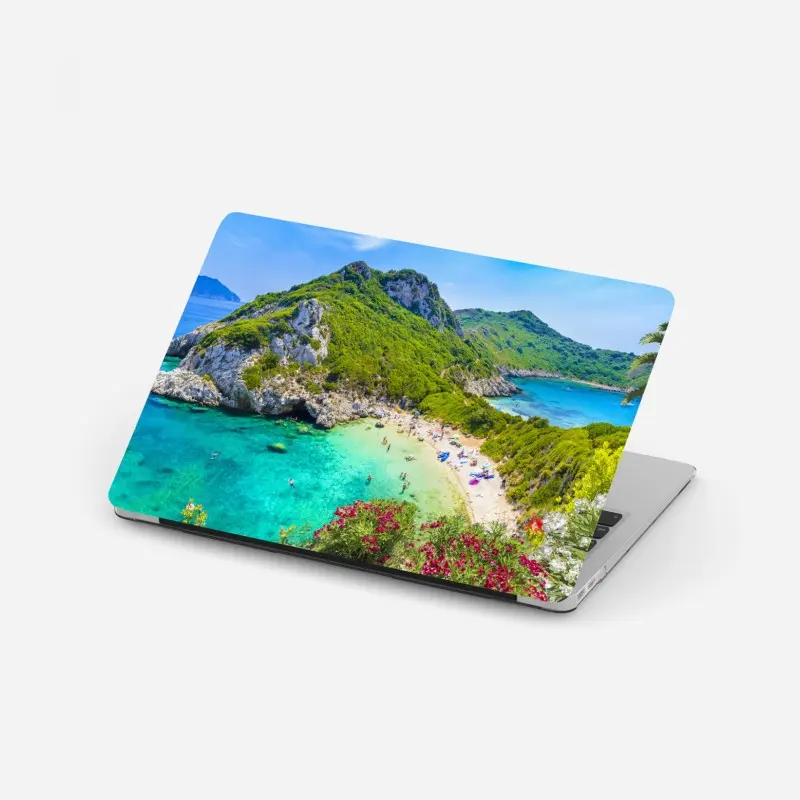 Laptop-Aufkleber Porto Timoni panoramischer strand, Korfu