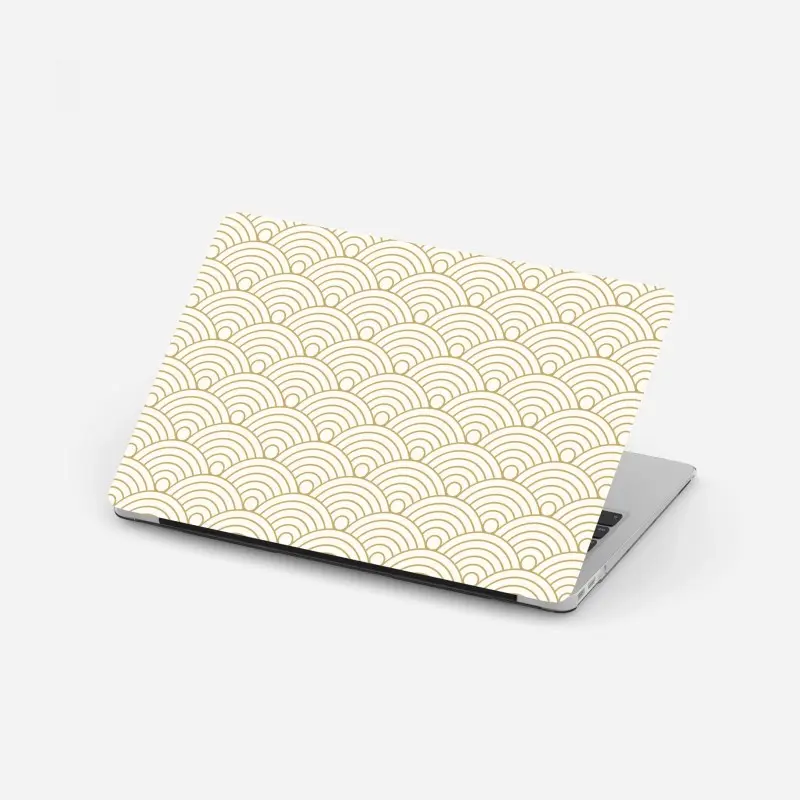 Laptop-Aufkleber goldenes seigaiha wellenmuster