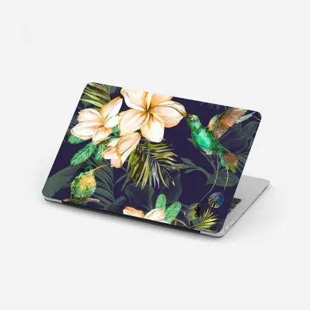 Laptop-Aufkleber tropische kolibris und plumeria in aquarell – Pixers®