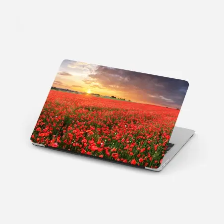 Laptop-Aufkleber mohnfeld im sonnenuntergang – Pixers®