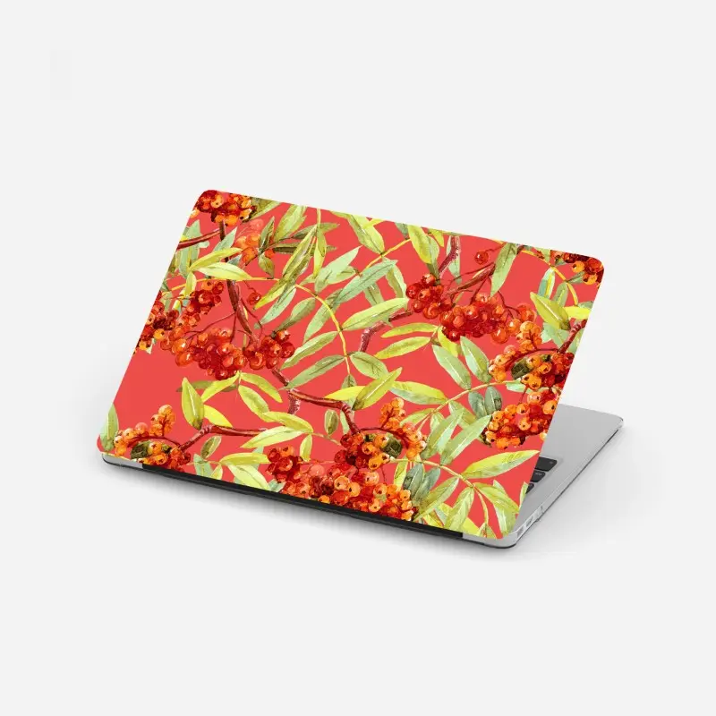 Laptop-Aufkleber aquarellmuster mit vogelbeeren