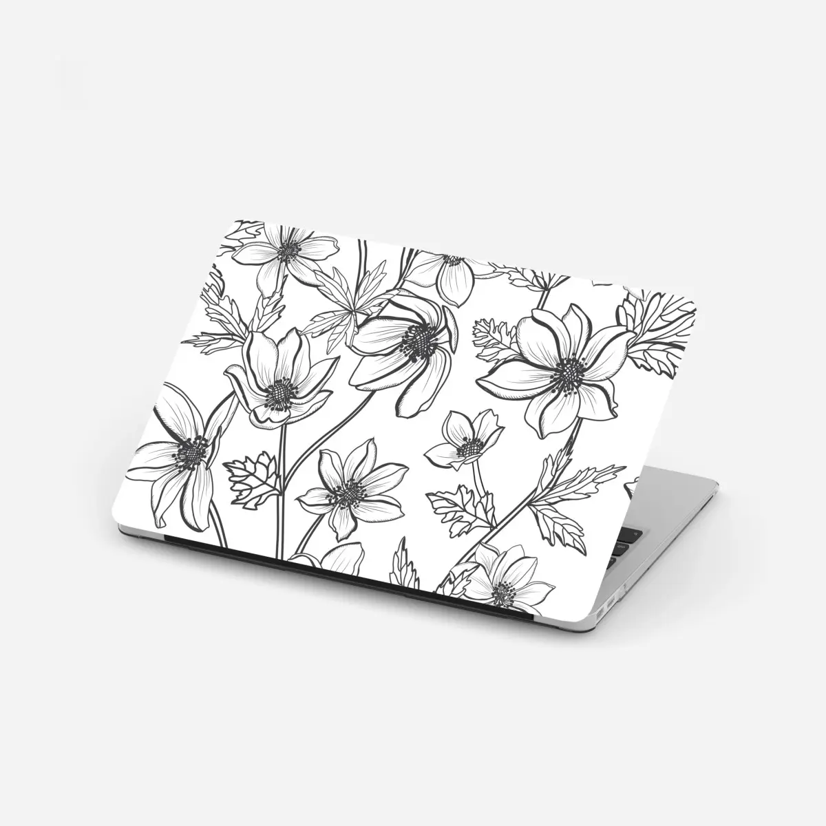 Laptop-Aufkleber botanische linienzeichnung mit blumen – Pixers®