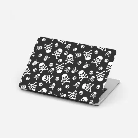 Laptop-Aufkleber weißes totenkopf muster auf grauem hintergrund – Pixers®