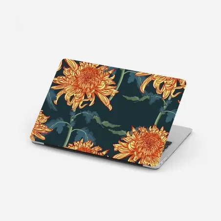 Laptop-Aufkleber goldene chrysantheme botanisches muster – Pixers®